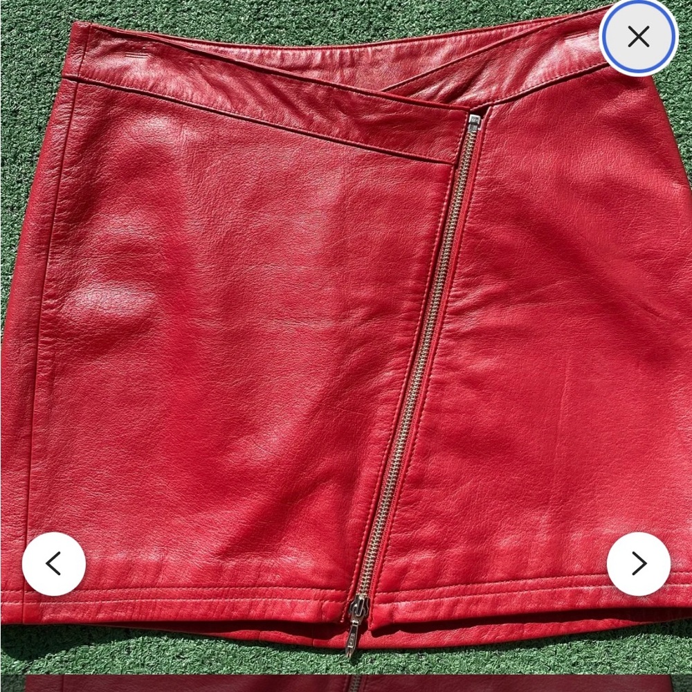 Wilsons Leather Red Asymmetrical Mini Skirt Zipper - Picture 5 of 15
